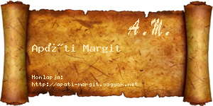 Apáti Margit névjegykártya